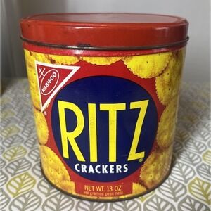 Vintage Nabisco Ritz Crackers‎ Advertising Tin 13 oz 1977 Original Collectible